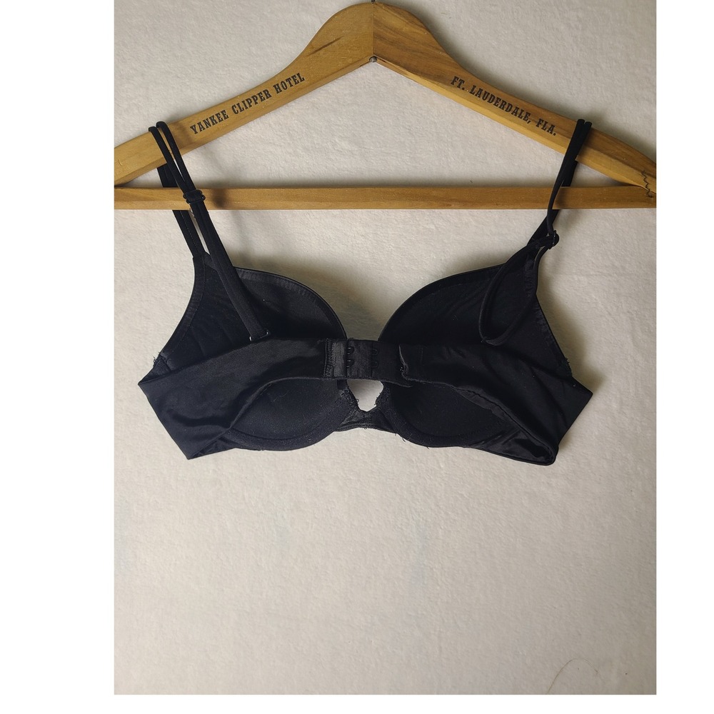 Victoria's Secret Push-Up Bra 32B Black Rhinestone Embellished Very Sexy Glam - Picture 3 of 4